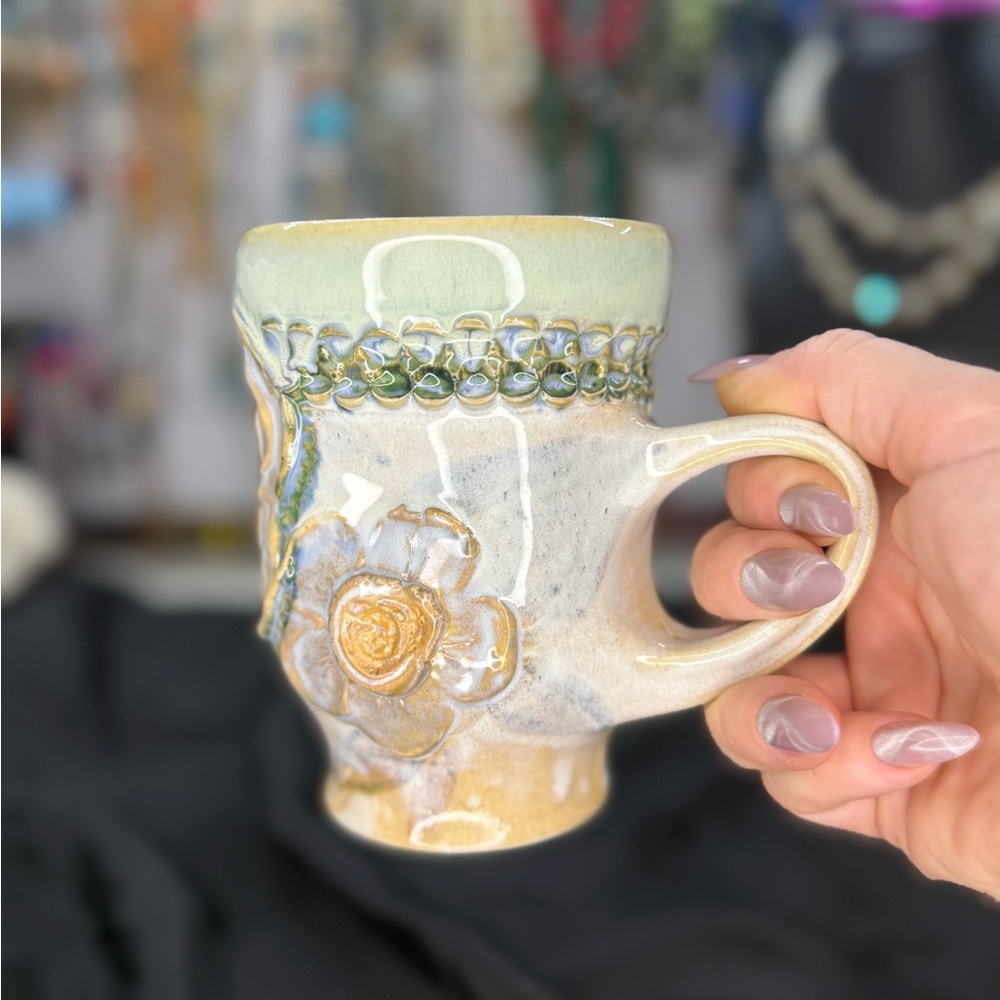 Handcrafted Floral Ceramic Mug - Picture 7 of 9